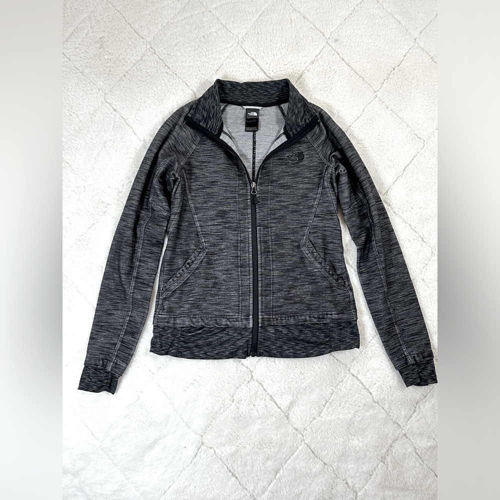 The North Face women’s small S light weight zip up zipper jacket gray